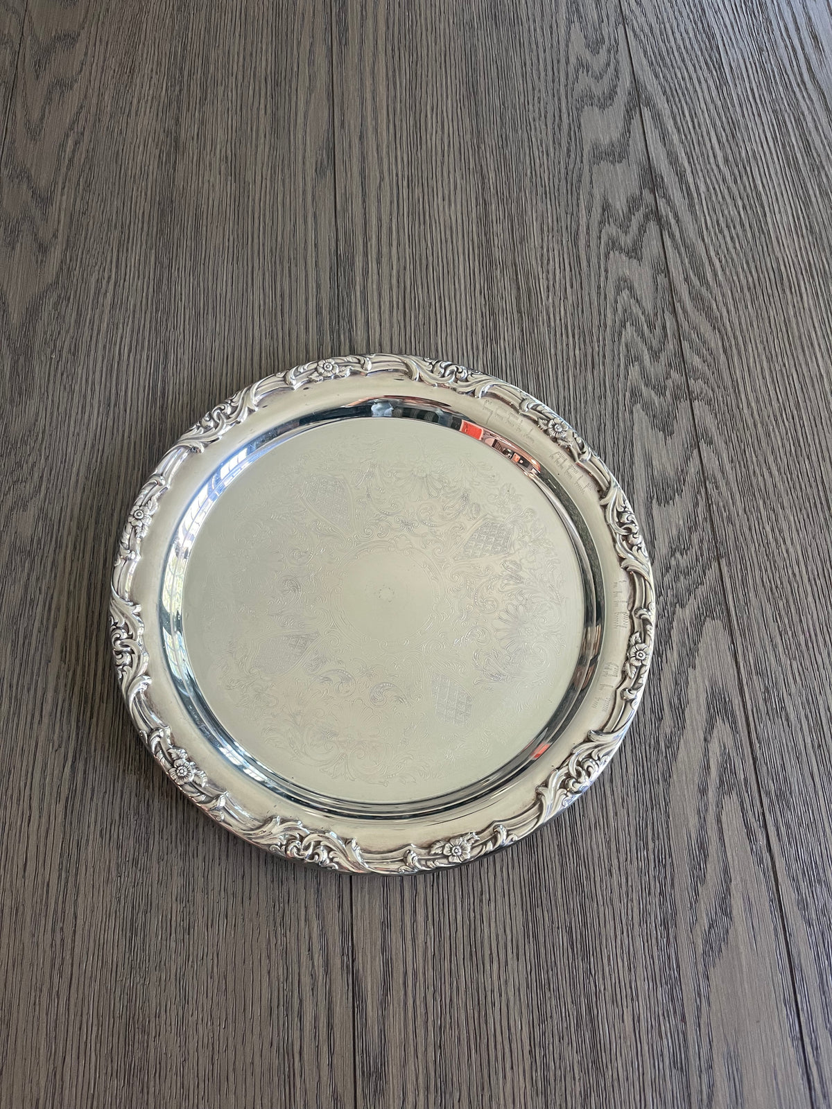 Large vintage silver tone platter