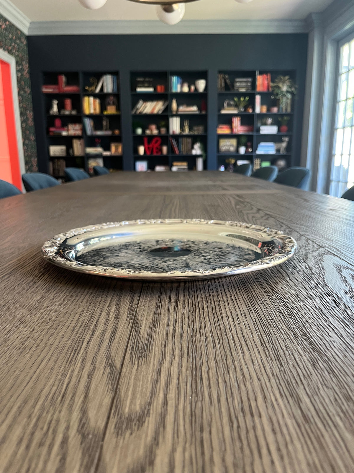 Large vintage silver tone platter
