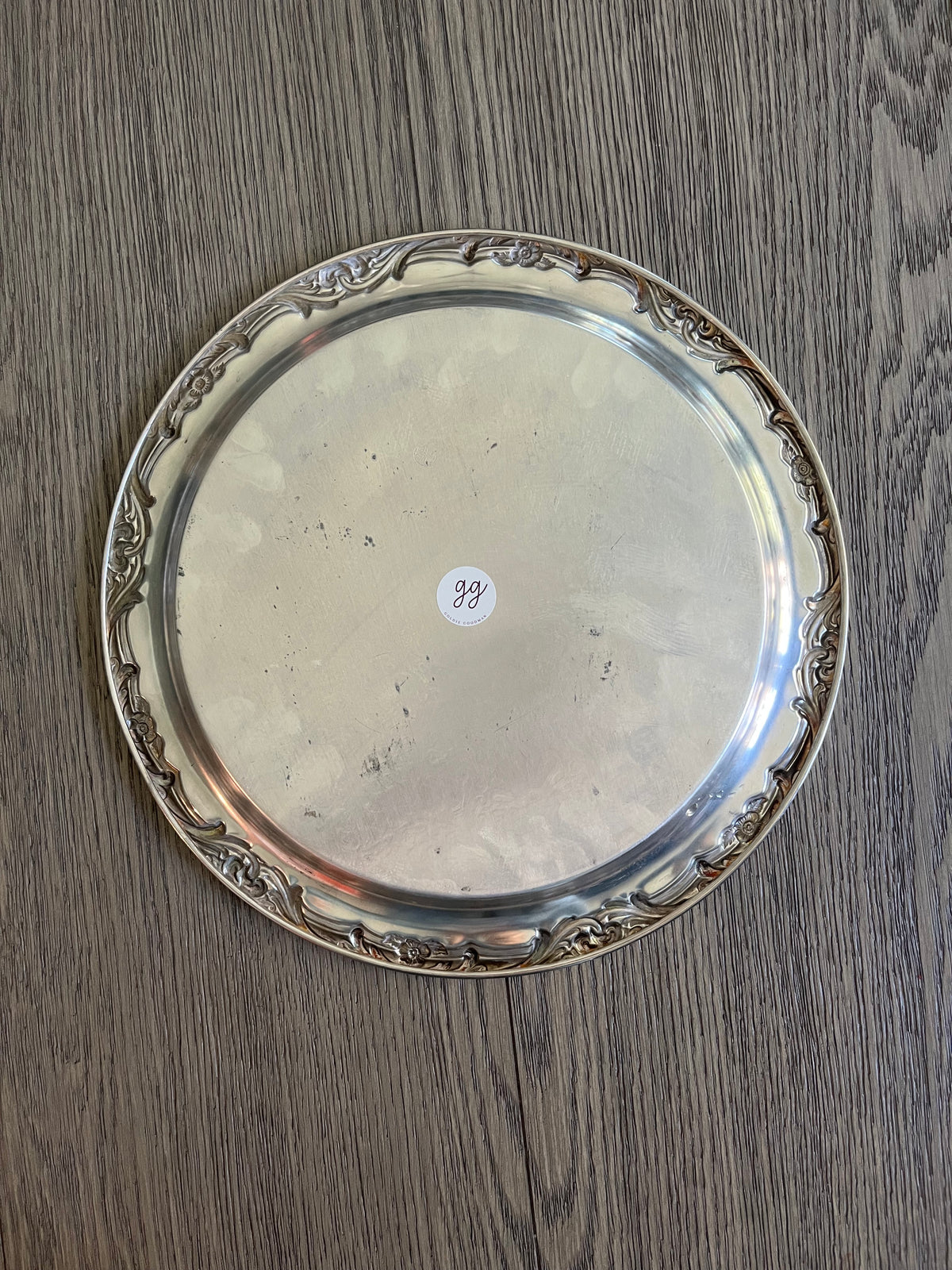 Large vintage silver tone platter