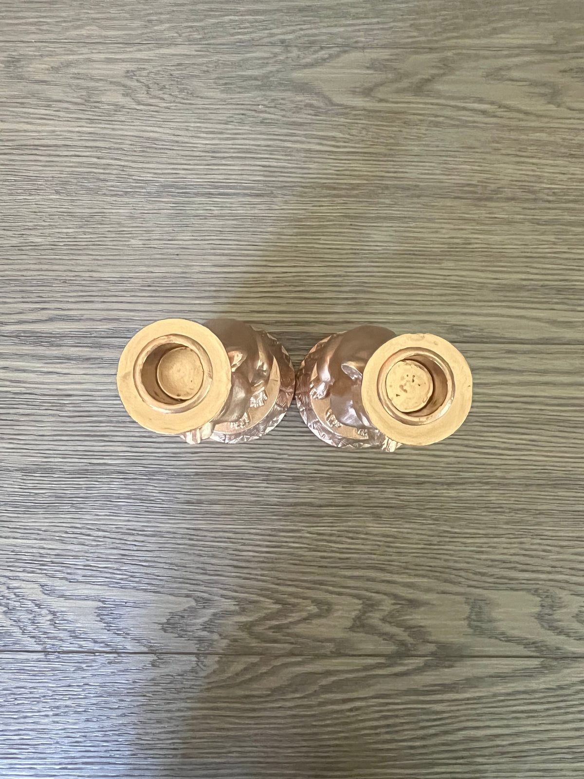 Pair of gold leopard candleholders