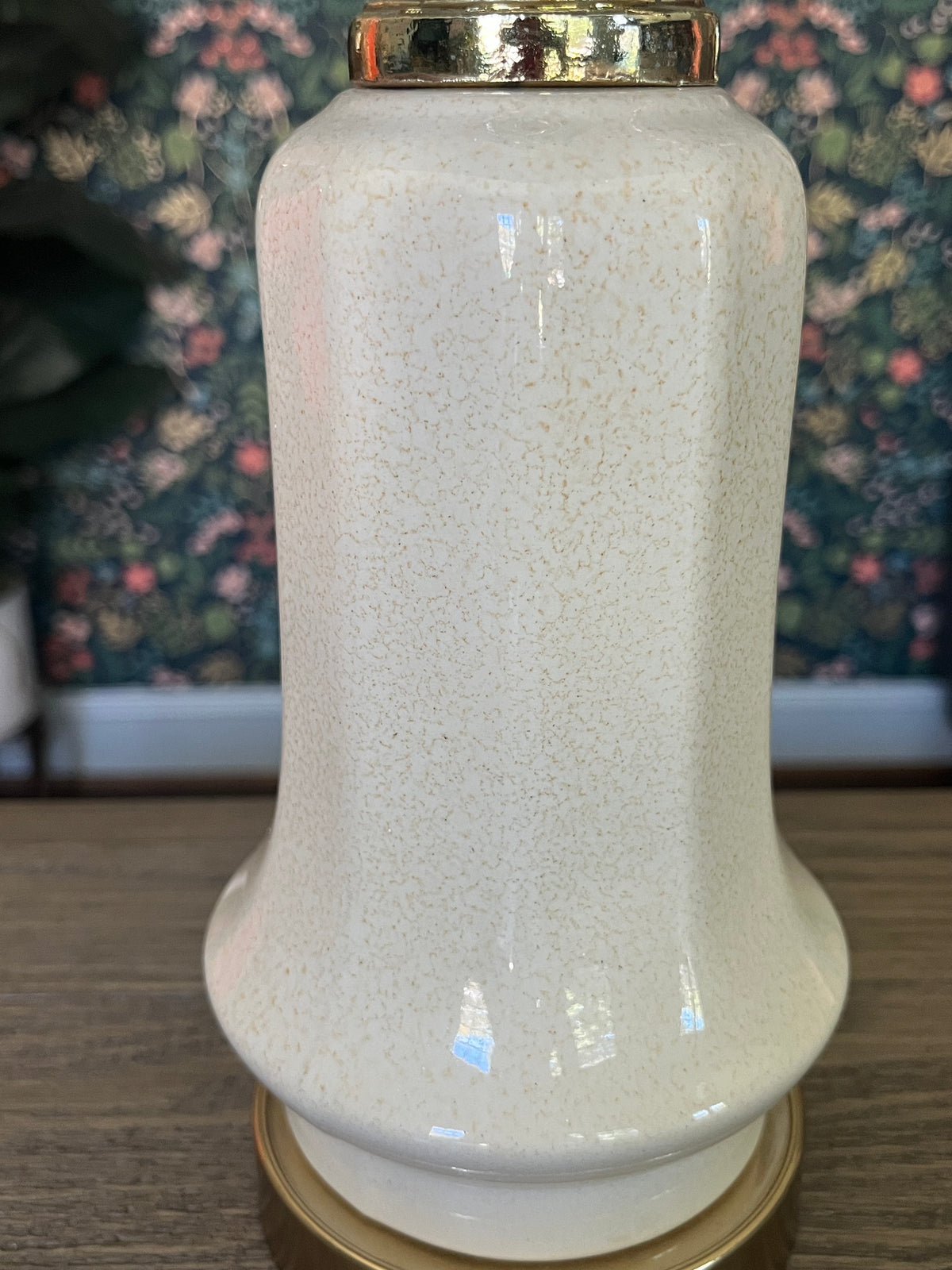 Vintage table lamp with a green pleated shade