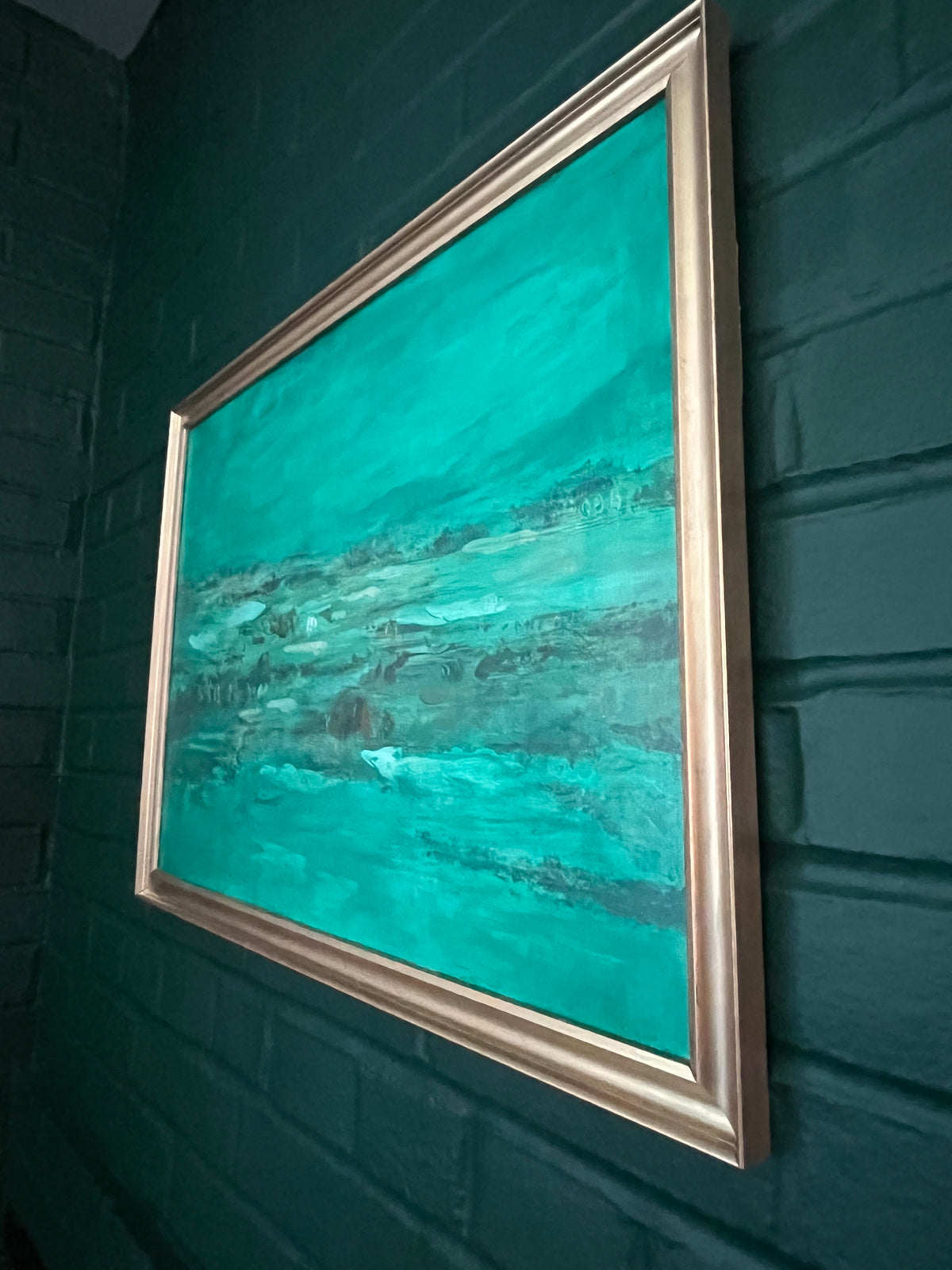 Mildred, framed vintage landscape art in a gold frame