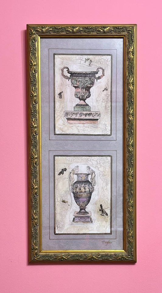 Edith & Enid | Vintage Framed Classical Urn Art