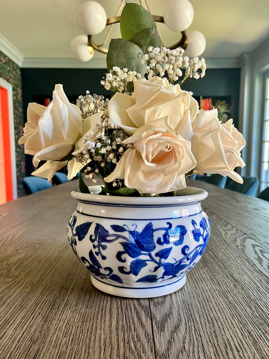 Babs | Blue & White Ceramic Butterfly Planter